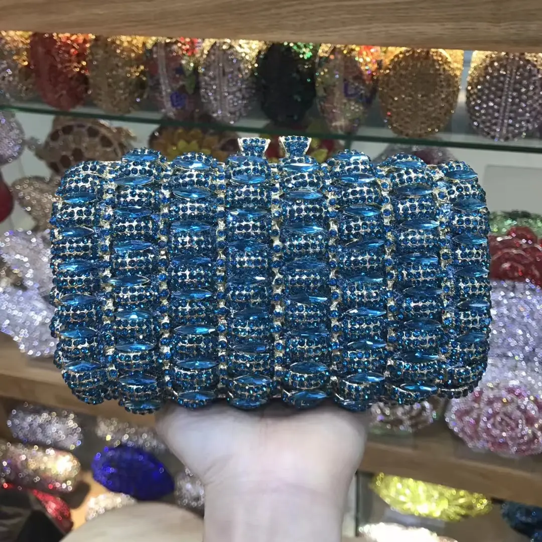 XIYUAN Blue/Red/Gold/Black Crystal Evening Bag Wedding Party Rhinestone Mini Box Clutch Purse And Handbags Bridal Diamond Purses