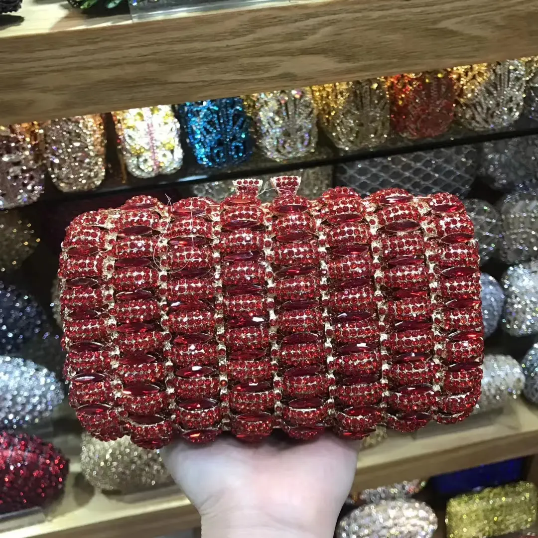 XIYUAN Blue/Red/Gold/Black Crystal Evening Bag Wedding Party Rhinestone Mini Box Clutch Purse And Handbags Bridal Diamond Purses