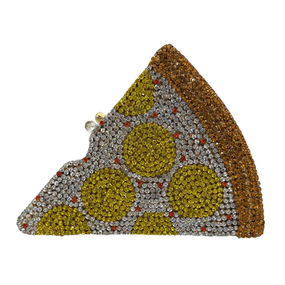 XIYUAN Pizza Shaped Diamond Evening Clutch Bags 2024 New Gorgeous Metallic Day Clutches Rhinestones Purses Wedding Party Purses