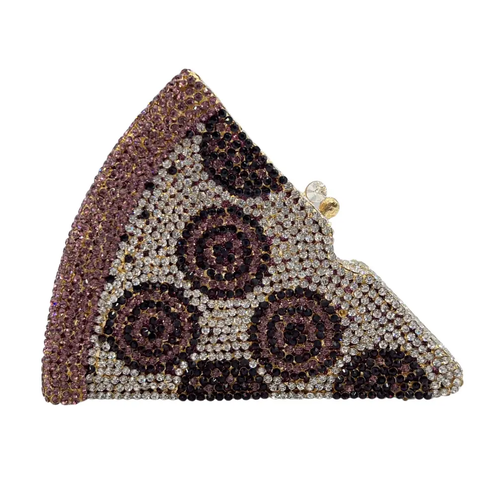 XIYUAN Pizza Shaped Diamond Evening Clutch Bags 2024 New Gorgeous Metallic Day Clutches Rhinestones Purses Wedding Party Purses