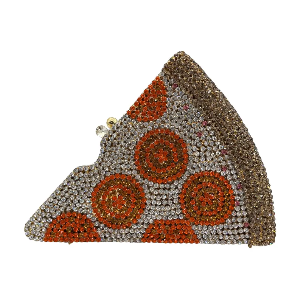 XIYUAN Pizza Shaped Diamond Evening Clutch Bags 2024 New Gorgeous Metallic Day Clutches Rhinestones Purses Wedding Party Purses