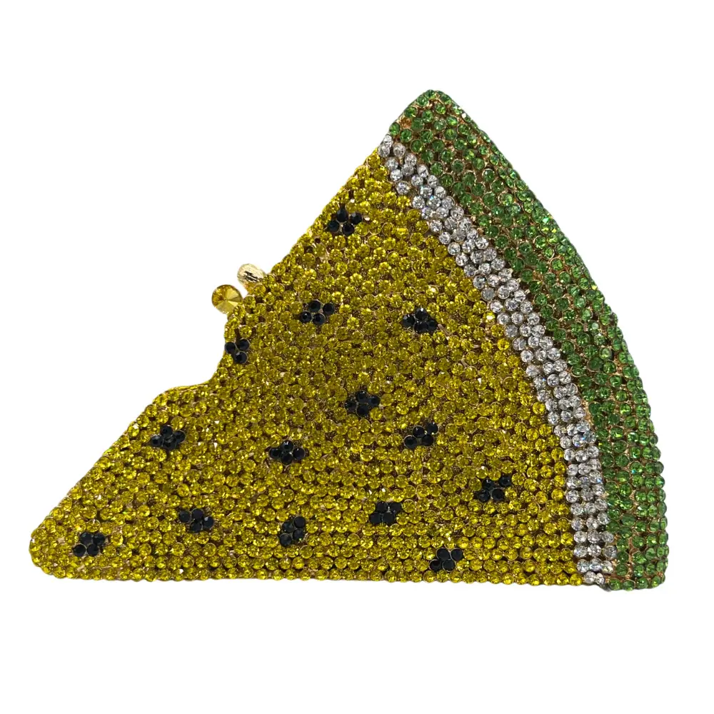 XIYUAN Pizza Shaped Diamond Evening Clutch Bags 2024 New Gorgeous Metallic Day Clutches Rhinestones Purses Wedding Party Purses
