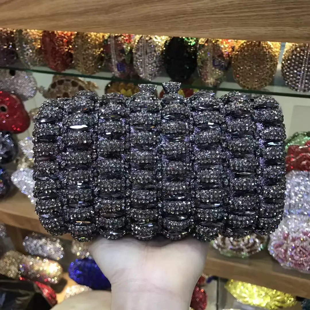 XIYUAN Blue/Red/Gold/Black Crystal Evening Bag Wedding Party Rhinestone Mini Box Clutch Purse And Handbags Bridal Diamond Purses