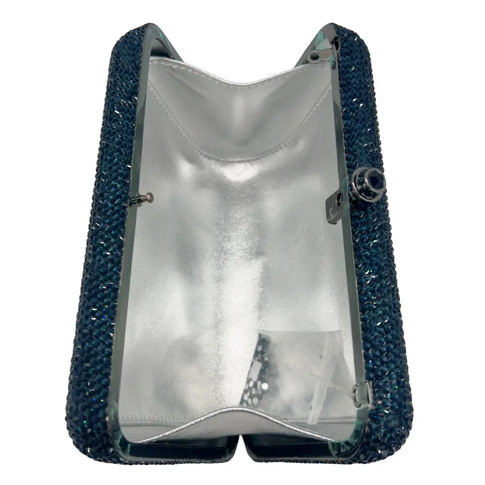 XIYUAN Passport Crystals Clutch Women Dark Blue Rhinestone Evening Bag Full Diamonds Party Purse Elegant Wedding Bridal Handbags