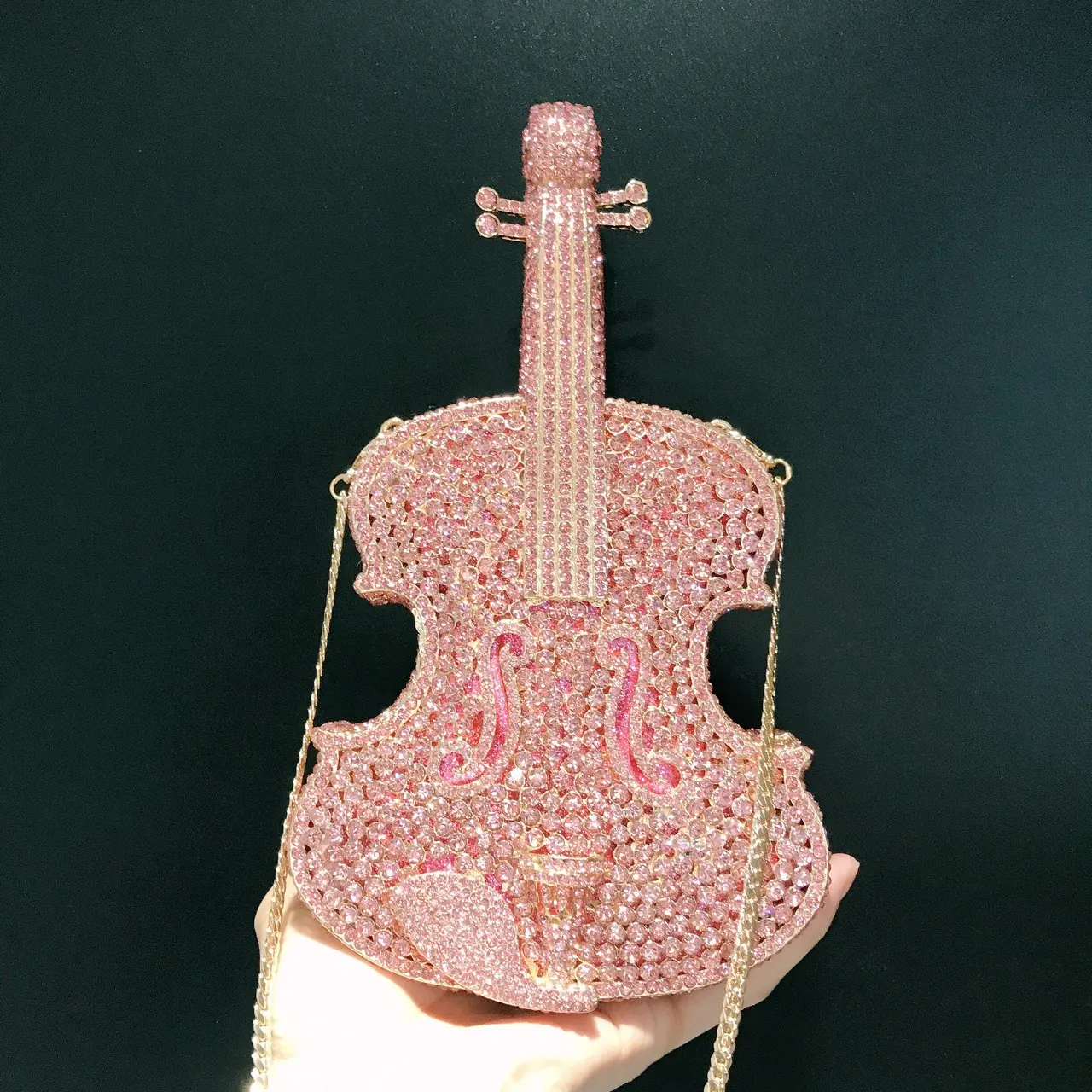 XIYUAN Lady Violin Shaped Crystal Evening Clutch Purse Crystals Bridal Rhinestones Handbags Dinner Clutches Female Gems Purses