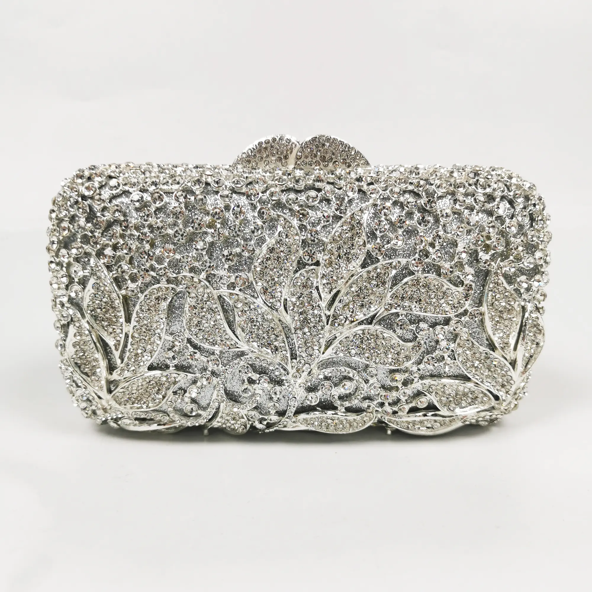 XIYUAN Women Silver Crystal Evening Bags Lady Blue Minaudiere Bags Wedding Bridal Rhinestone Clutch Handbags Party Dinner Purses