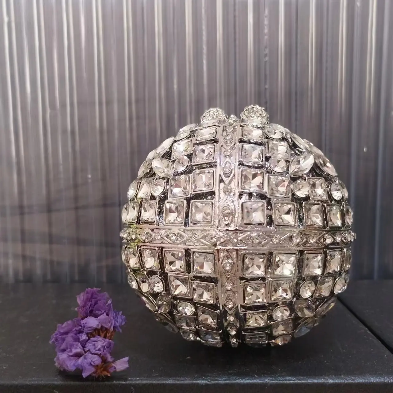 Women Circle Full Crystals Evening Bags Bridal Ball Gems Clutch Purses  Party Dinner Rhinestones Minaudiere Female Day Clutches