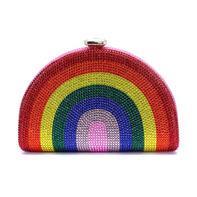 XIYUAN Rainbow Dinner Clutch Bag Small Diamonds Evening Bags Party Wedding Handbags Purse For Female Stones Colorful Purses