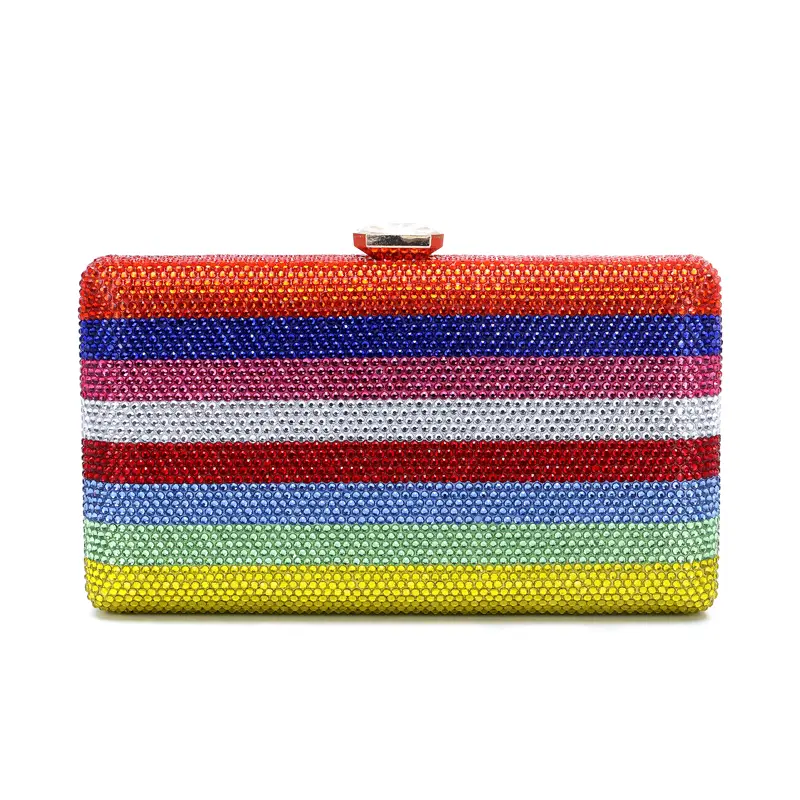 XIYUAN Rainbow Dinner Clutch Bag Small Diamonds Evening Bags Party Wedding Handbags Purse For Female Stones Colorful Purses