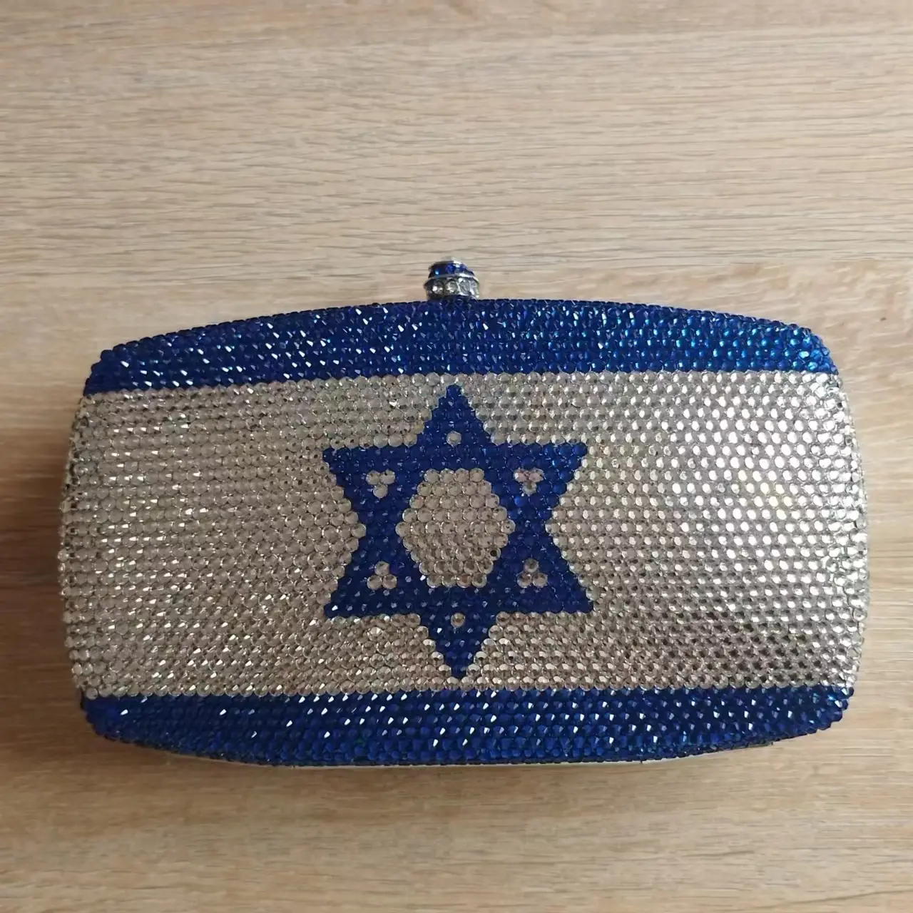 Luxury Crystal Metallic The State of Israel Evening Bags Women Sparkling Diamond Clutch Purses And Handbags Wedding Party  Purse