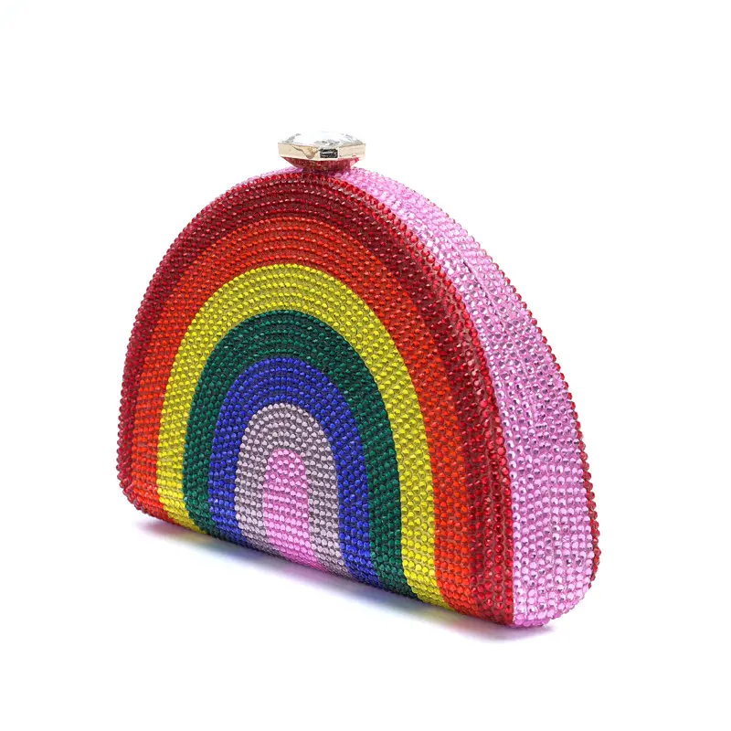 XIYUAN Rainbow Dinner Clutch Bag Small Diamonds Evening Bags Party Wedding Handbags Purse For Female Stones Colorful Purses