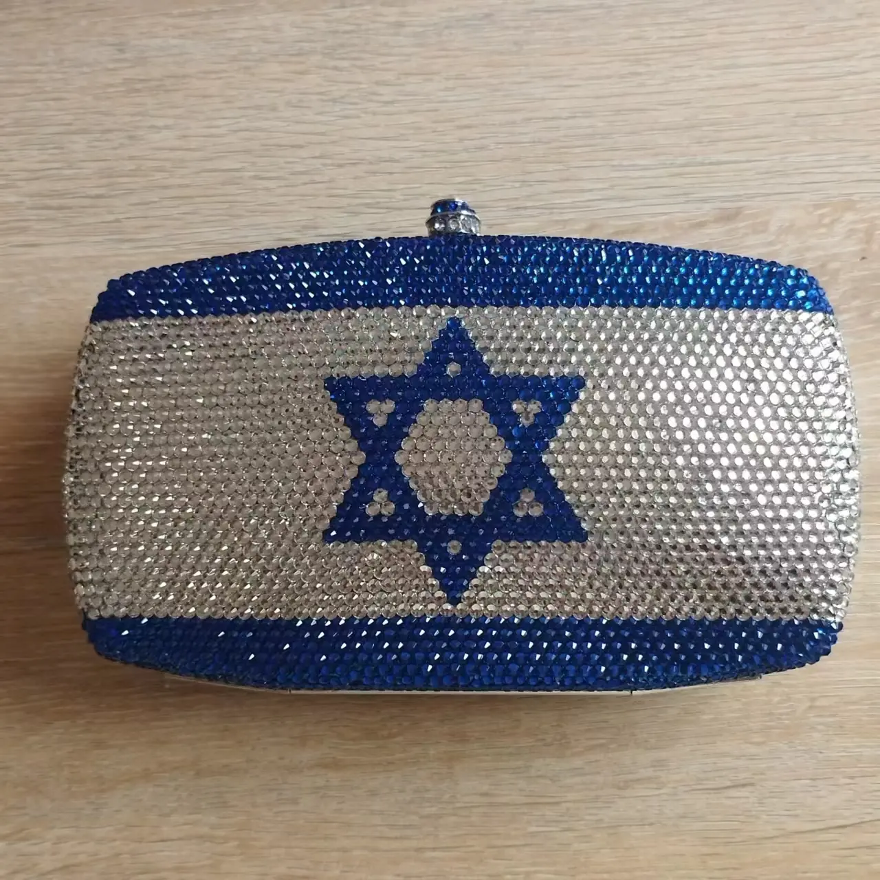 Luxury Crystal Metallic The State of Israel Evening Bags Women Sparkling Diamond Clutch Purses And Handbags Wedding Party  Purse