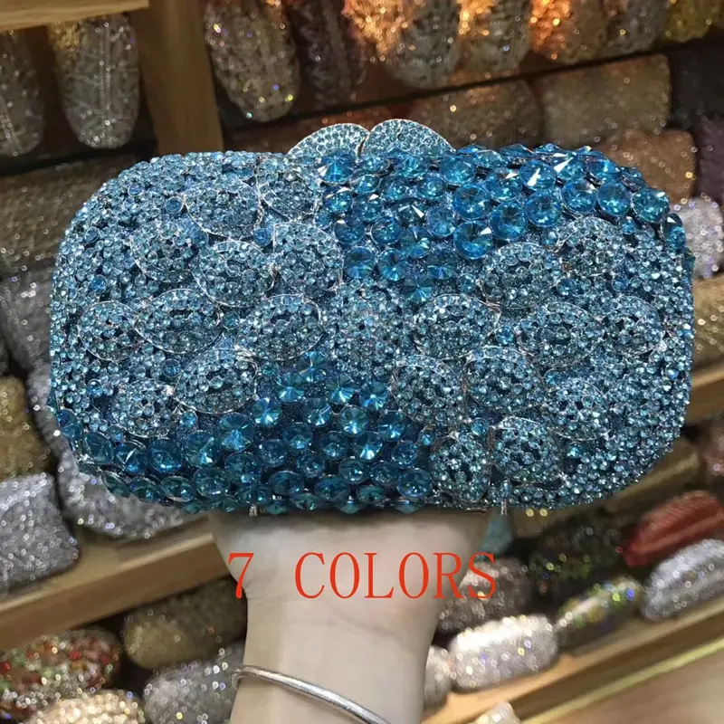 7 COLORS  Black Rhinestone Formal Evening Clutch Bags Women’s Diamond Party Prom Chain Shoulder Bag Handbag Messenger Clutches