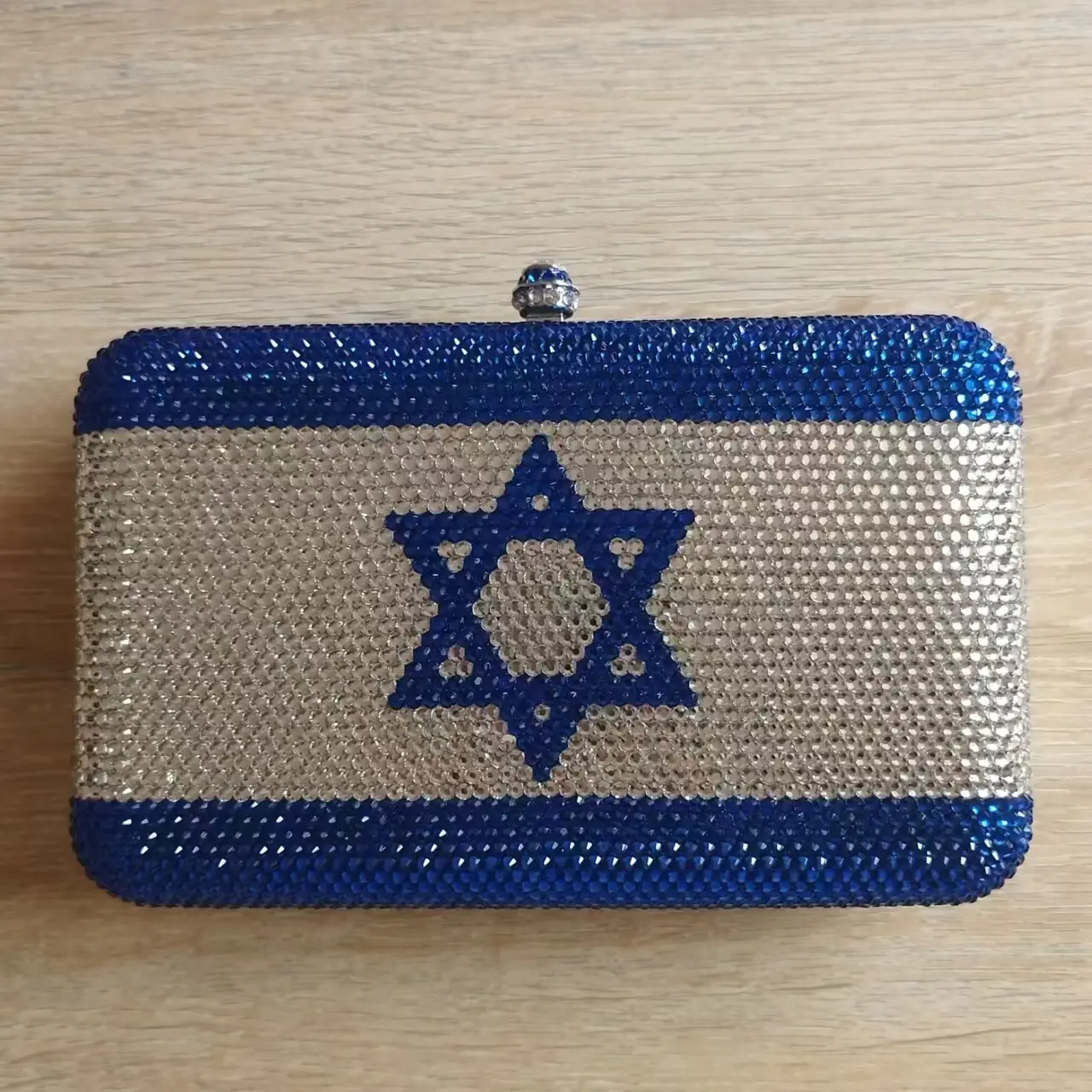 Luxury Crystal Metallic The State of Israel Evening Bags Women Sparkling Diamond Clutch Purses And Handbags Wedding Party  Purse