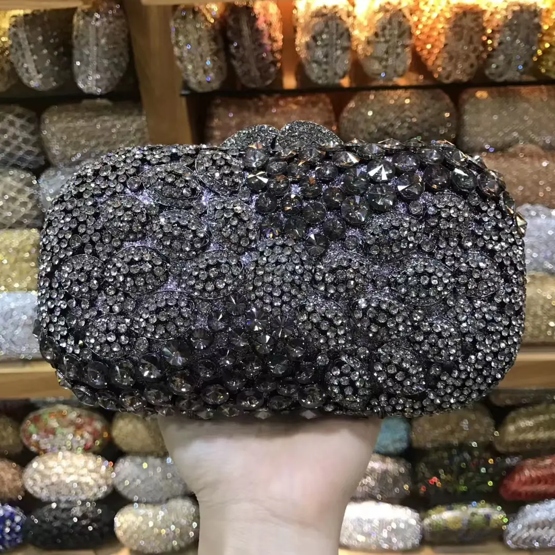 7 COLORS  Black Rhinestone Formal Evening Clutch Bags Women’s Diamond Party Prom Chain Shoulder Bag Handbag Messenger Clutches