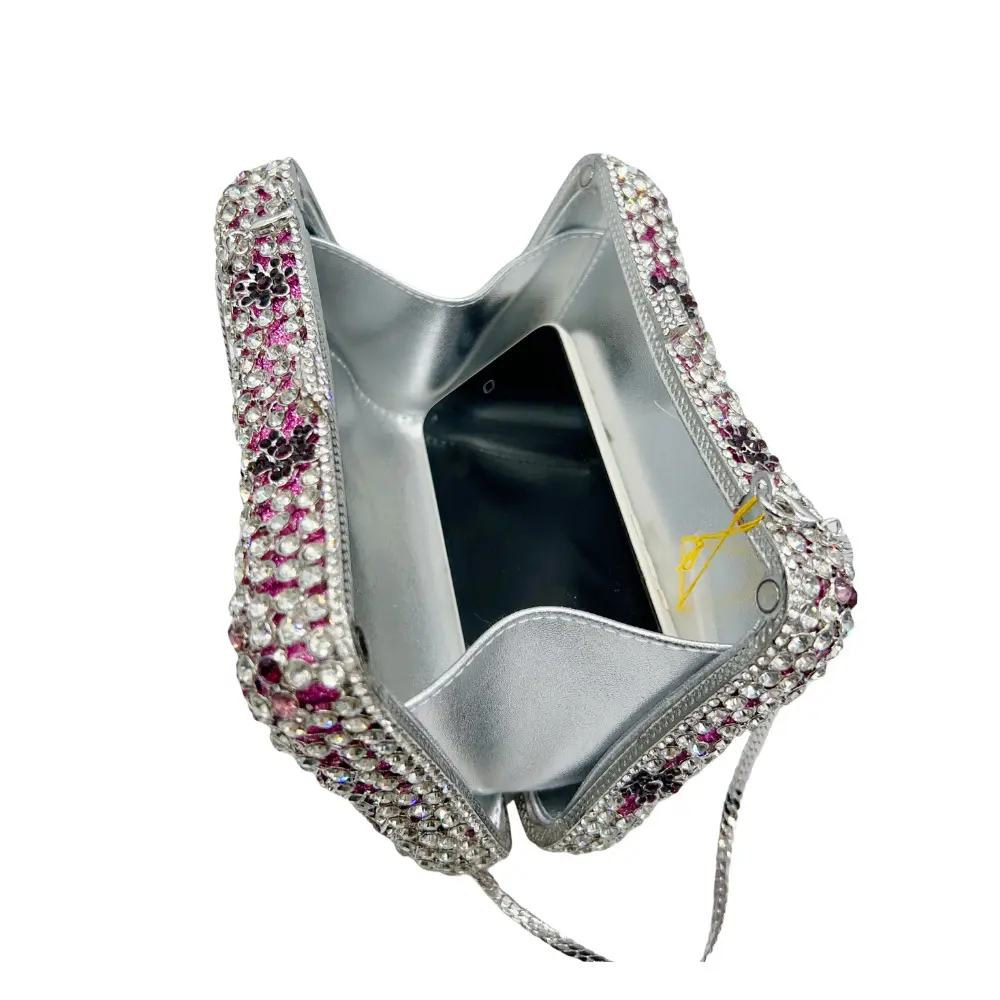 XIYUAN New Hollowed-out Flower Evening Bags Women Muti-color Floral Top-end Diamonds Clutch Purse Wedding Party Bridal Handbags