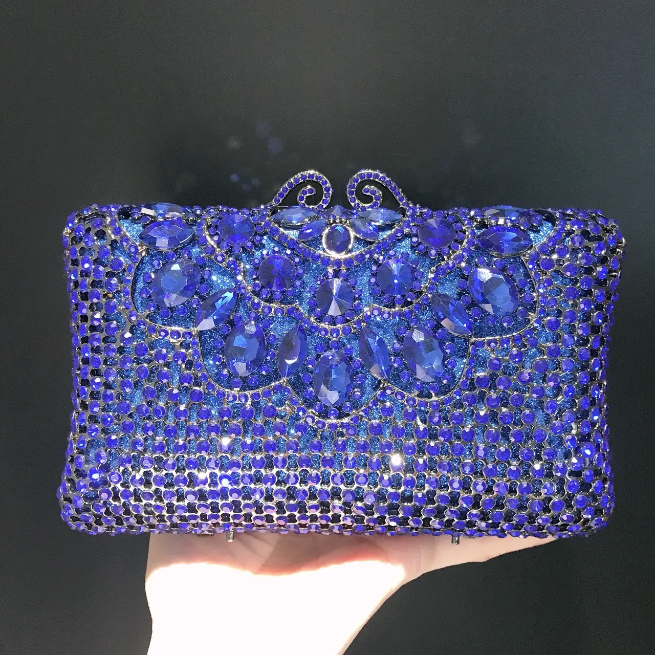 XIYUAN Blue/Grey Color Crystal Clutch Purse For Wedding Evening Bags for Women Formal Party Rhinestone Purses Bridal Handbags