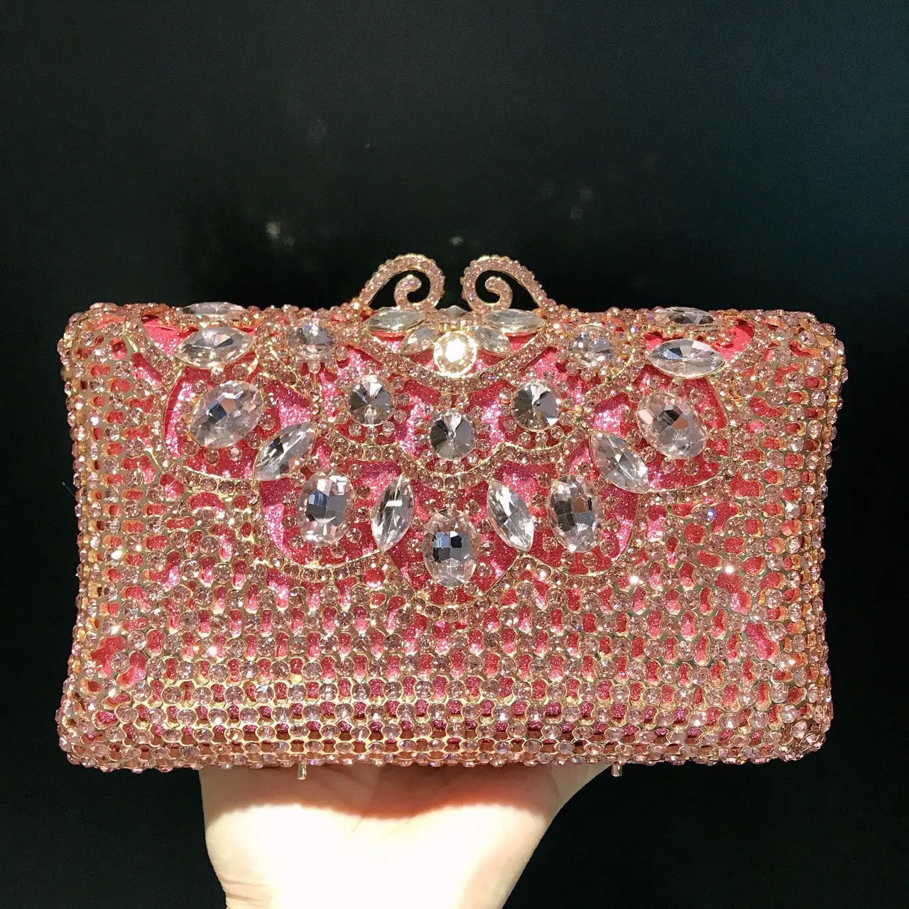 XIYUAN Blue/Grey Color Crystal Clutch Purse For Wedding Evening Bags for Women Formal Party Rhinestone Purses Bridal Handbags