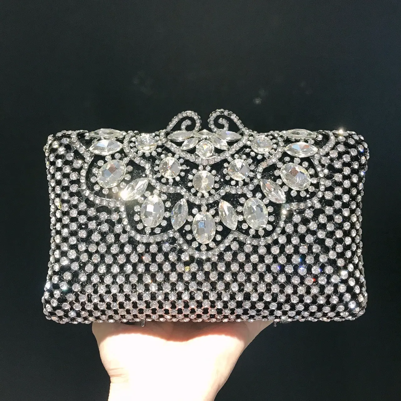 XIYUAN Blue/Grey Color Crystal Clutch Purse For Wedding Evening Bags for Women Formal Party Rhinestone Purses Bridal Handbags