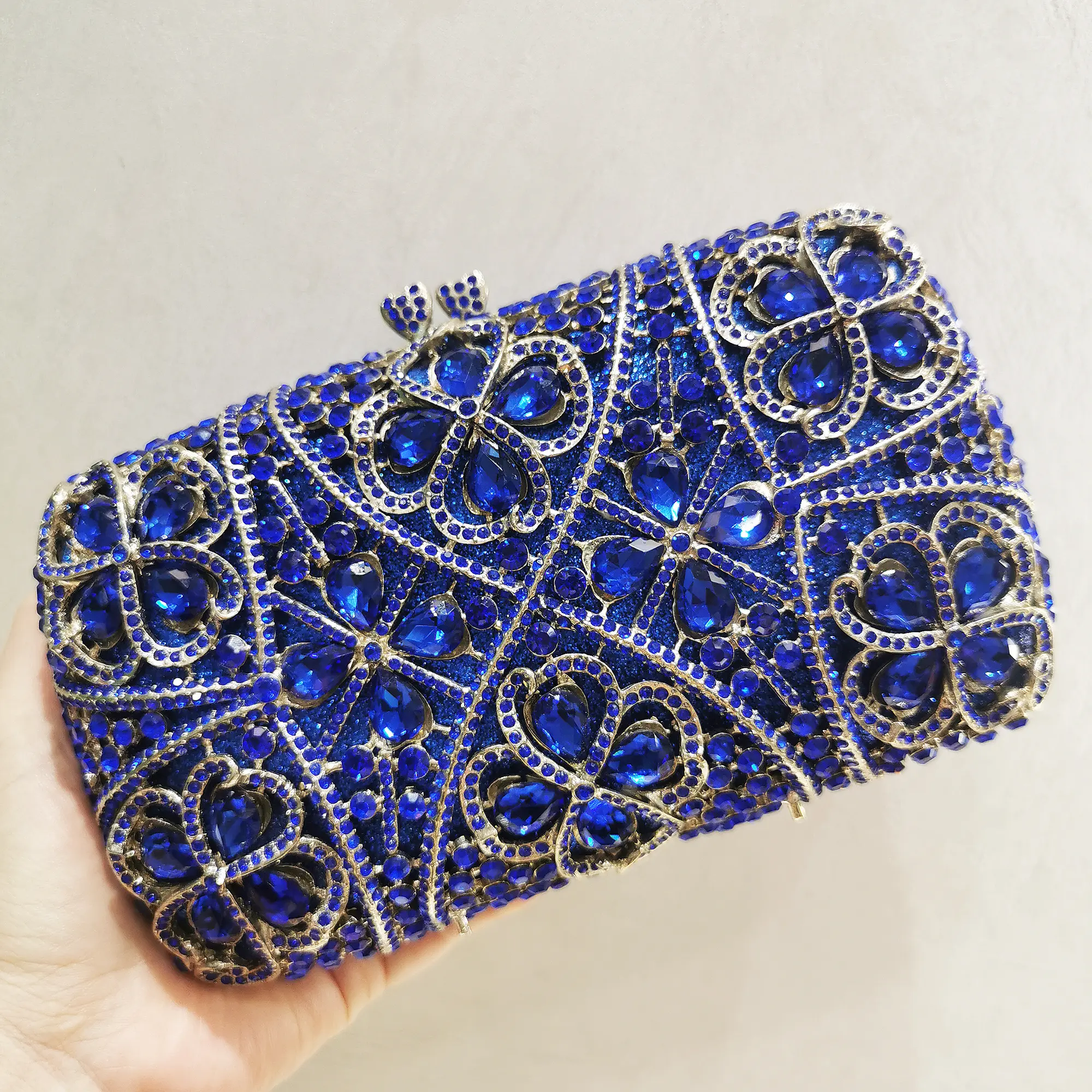 XIYUAN Women Stones Flower Clutch Purse Lady Rhinestones Minaudiere Bags Wedding Bridal Floral Handbags Party Dinner Purses Bag