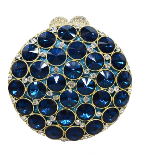 XIYUAN Green/Blue/Gold Crystal Women Evening Box Clutch Bag Wedding Bridal Minaudiere Handbags Stones Purses Ladies Party Clutch