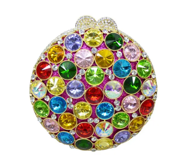 XIYUAN Green/Blue/Gold Crystal Women Evening Box Clutch Bag Wedding Bridal Minaudiere Handbags Stones Purses Ladies Party Clutch