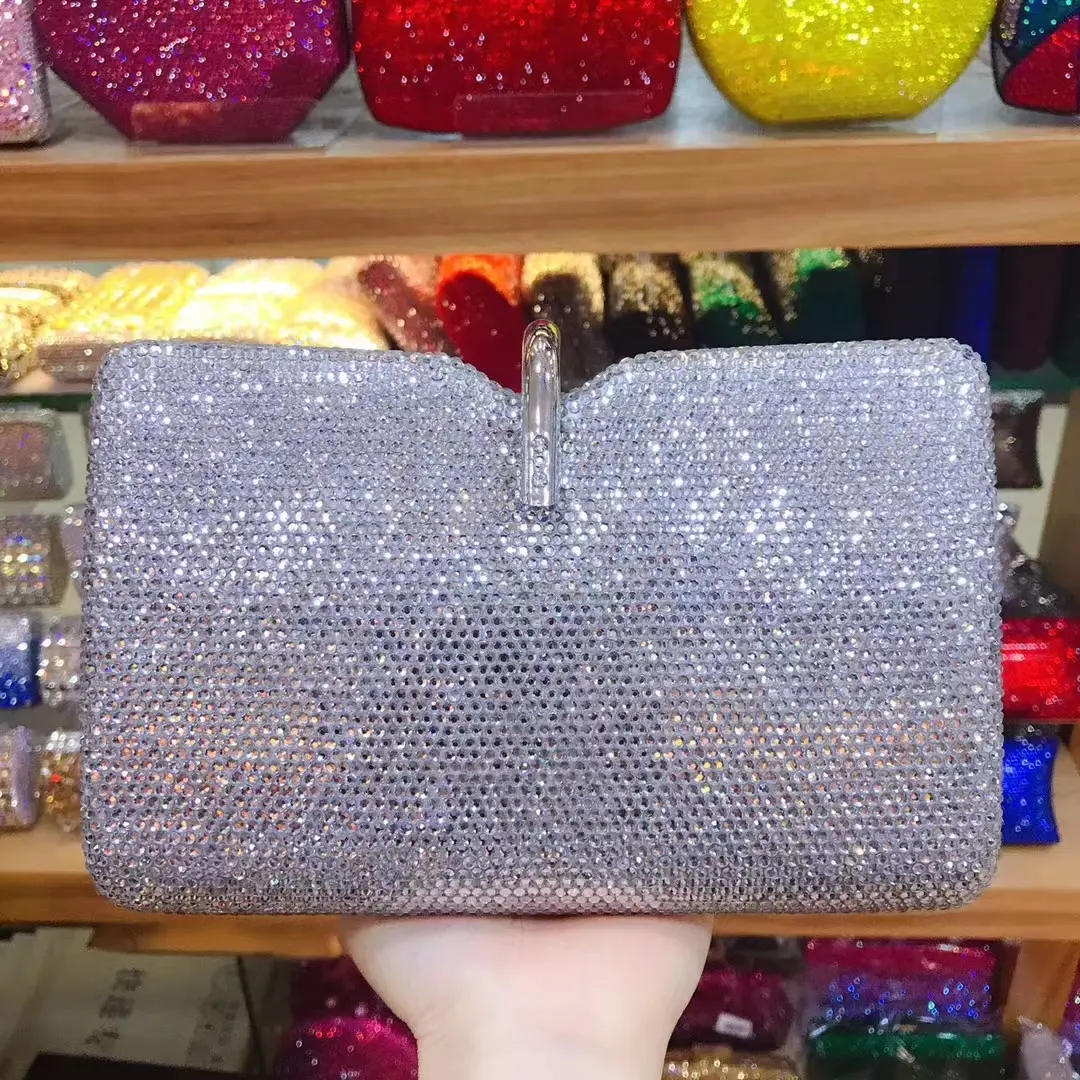 XIYUAN Women Orange Crystal Clutch Purse Stone Evening Bags Wedding Party Rhinestones Handbags Ladies Gala Dinner Gold Purses