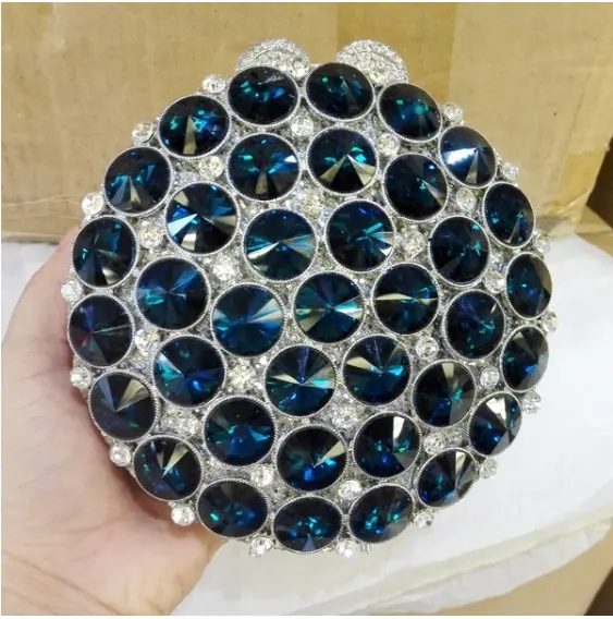 XIYUAN Green/Blue/Gold Crystal Women Evening Box Clutch Bag Wedding Bridal Minaudiere Handbags Stones Purses Ladies Party Clutch