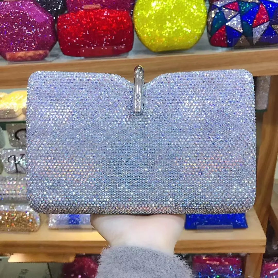 XIYUAN Women Orange Crystal Clutch Purse Stone Evening Bags Wedding Party Rhinestones Handbags Ladies Gala Dinner Gold Purses