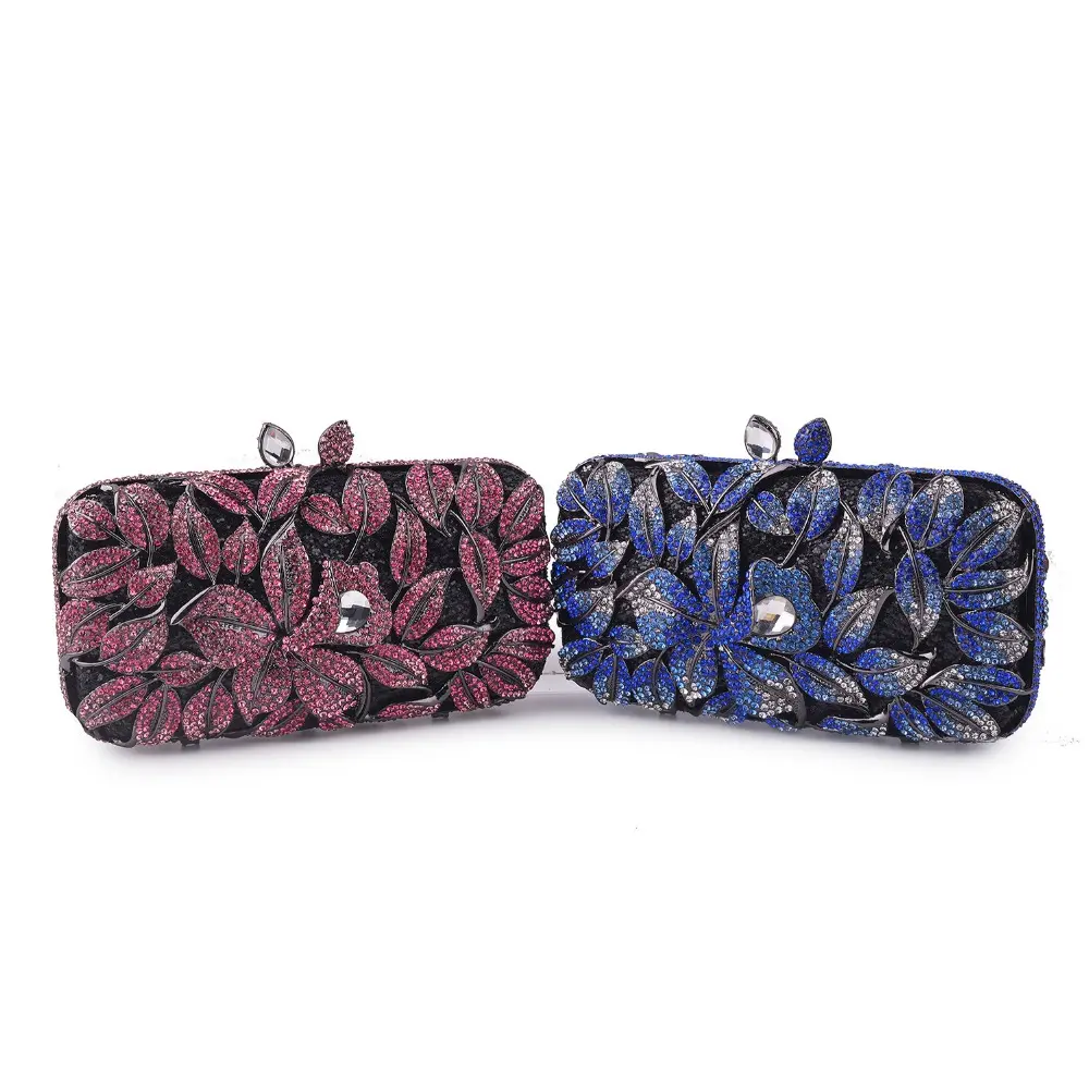 XIYUAN Women Blue Color Rhinestone Evening Clutch Bags Formal Dinner Party Crystal Handbags Wedding Bridal Minaudiere Bag Purses