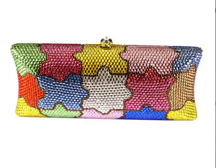 XIYUAN Plain Crystal Clutch Bags Multicolor Full Stones Prom Handbags Women Wedding  Rhinestone Purse pochette Box Shoulder Bags
