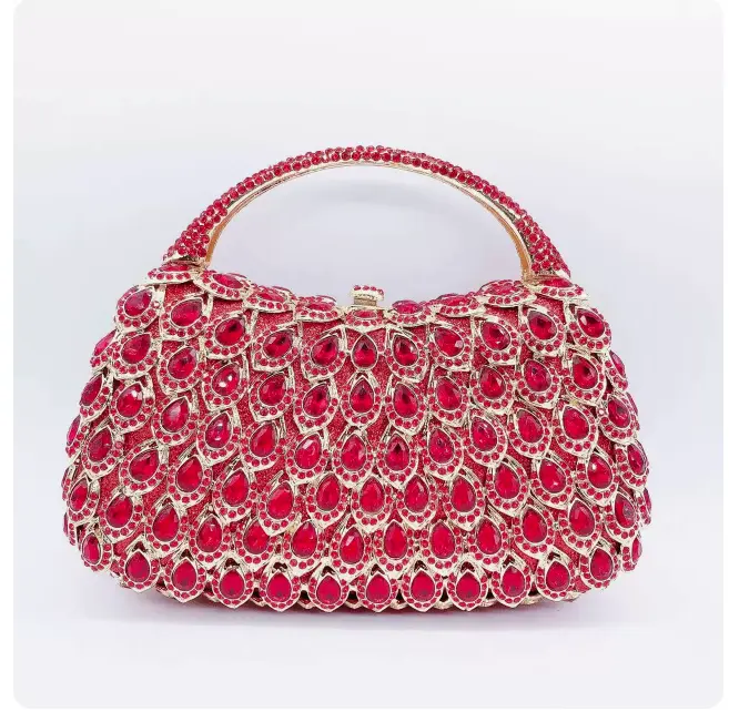 XIYUAN Women Diamonds Evening Clutch Bags New Metallic Gems Handbags Rhinestones Phone Purses Wedding Party Stones Clutch Purse