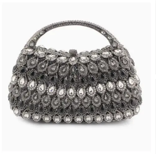 XIYUAN Women Diamonds Evening Clutch Bags New Metallic Gems Handbags Rhinestones Phone Purses Wedding Party Stones Clutch Purse