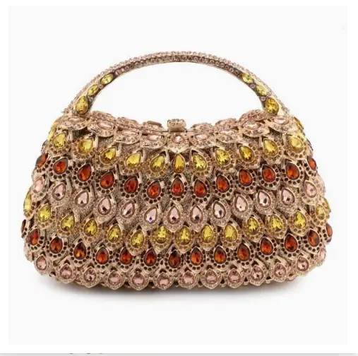 XIYUAN Women Diamonds Evening Clutch Bags New Metallic Gems Handbags Rhinestones Phone Purses Wedding Party Stones Clutch Purse