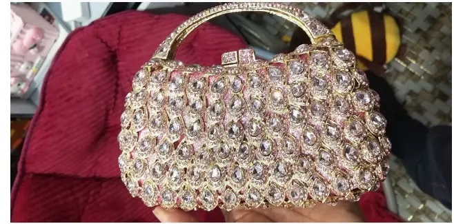 XIYUAN Women Diamonds Evening Clutch Bags New Metallic Gems Handbags Rhinestones Phone Purses Wedding Party Stones Clutch Purse