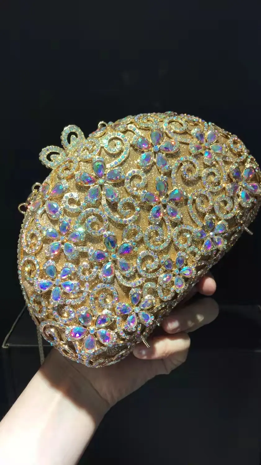 XIYUAN Gold Color Crystal Clutch Purse Stone Evening Bags Ladies Party Dinner Diamond Music Purses Rhinestone Clutches Handbag