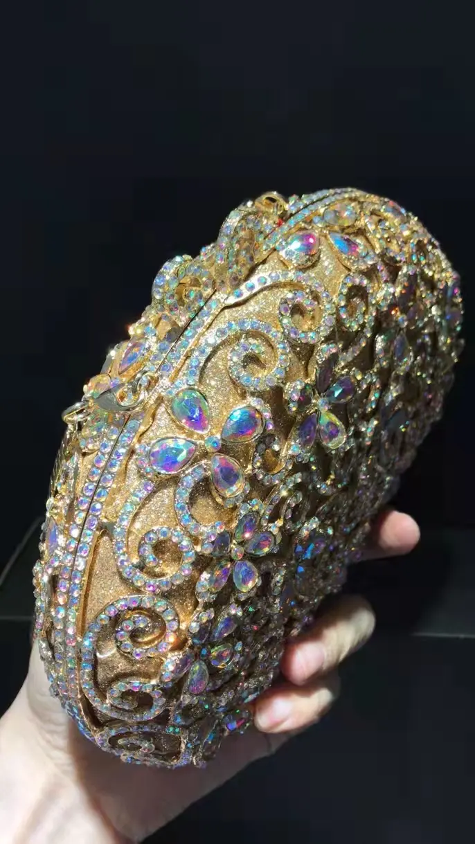XIYUAN Gold Color Crystal Clutch Purse Stone Evening Bags Ladies Party Dinner Diamond Music Purses Rhinestone Clutches Handbag