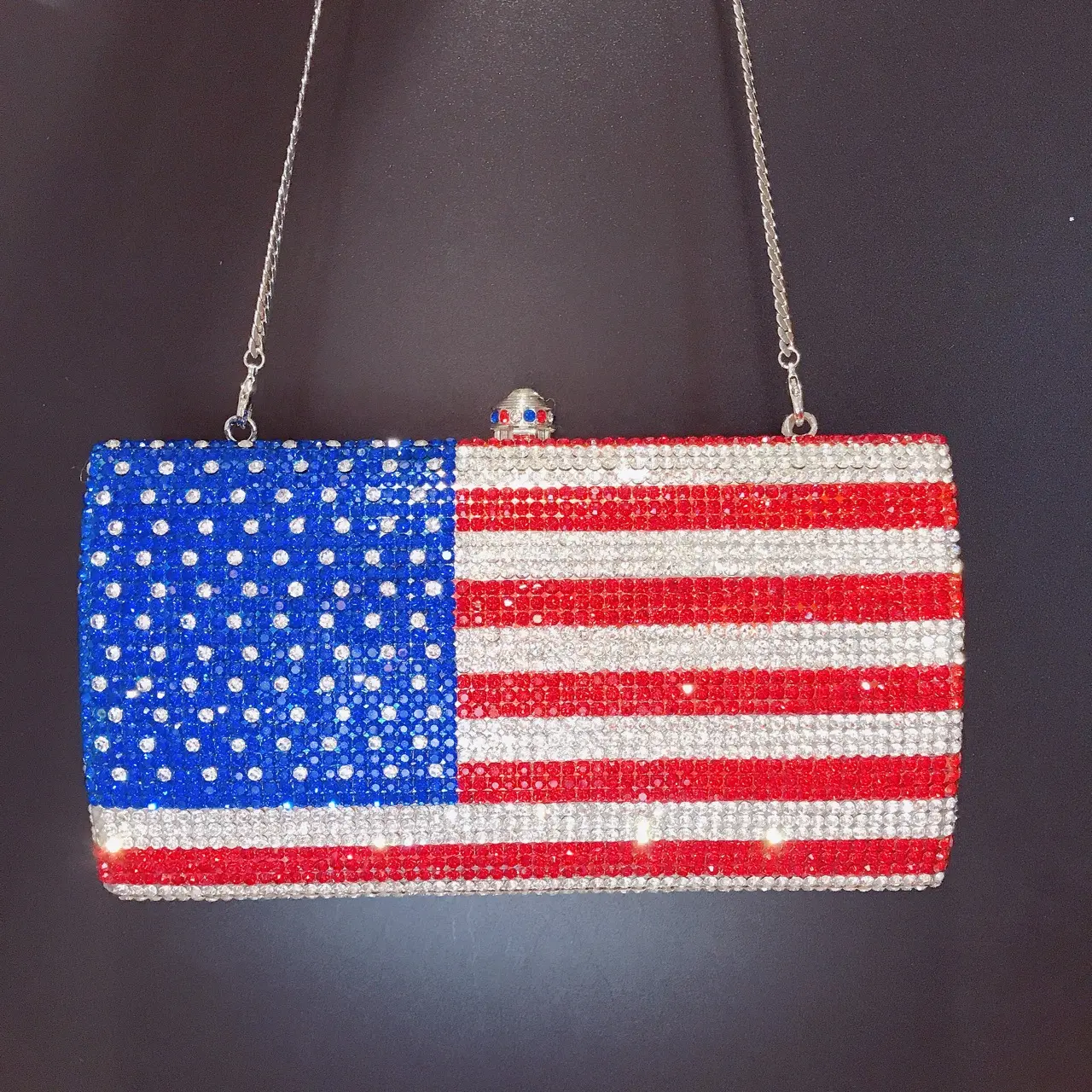XIYUAN American Flag Bridal Wedding Party Gems Evening Bags Women Stones Clutch Purse Rhinestones Clutches Bags For Lady Purses
