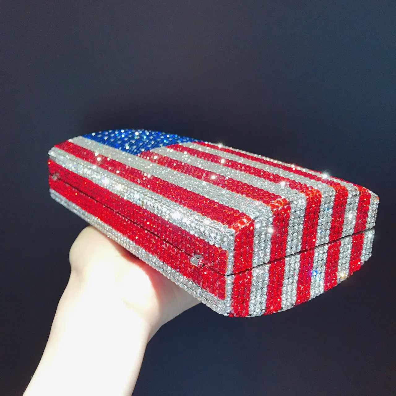 XIYUAN American Flag Bridal Wedding Party Gems Evening Bags Women Stones Clutch Purse Rhinestones Clutches Bags For Lady Purses