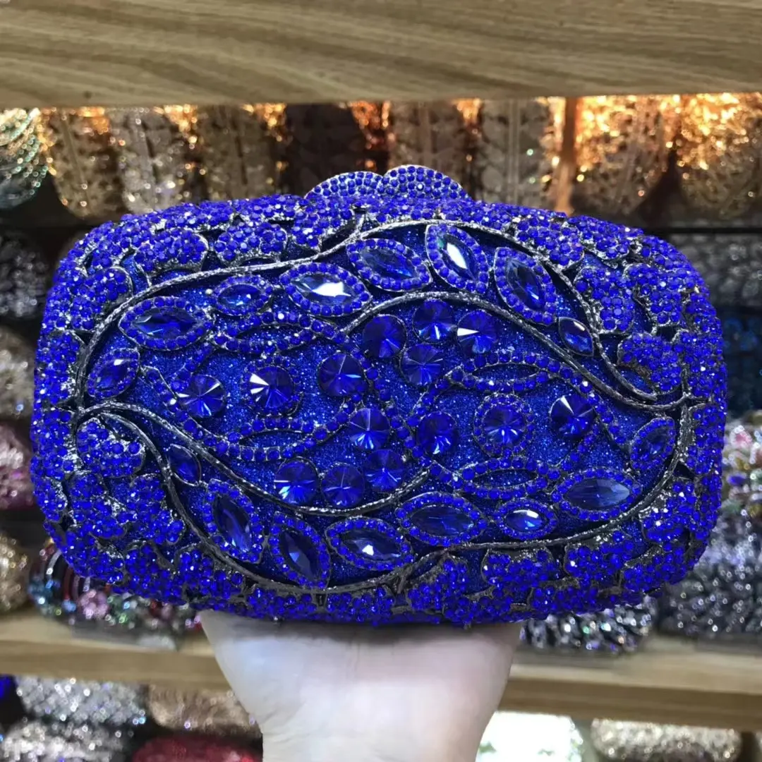 XIYUAN Blue Rhinestone Clutch Bag Wedding Female Mini Wallets Lady Diamonds Clutches Girls Stone Evening BagHandbag Party Purses