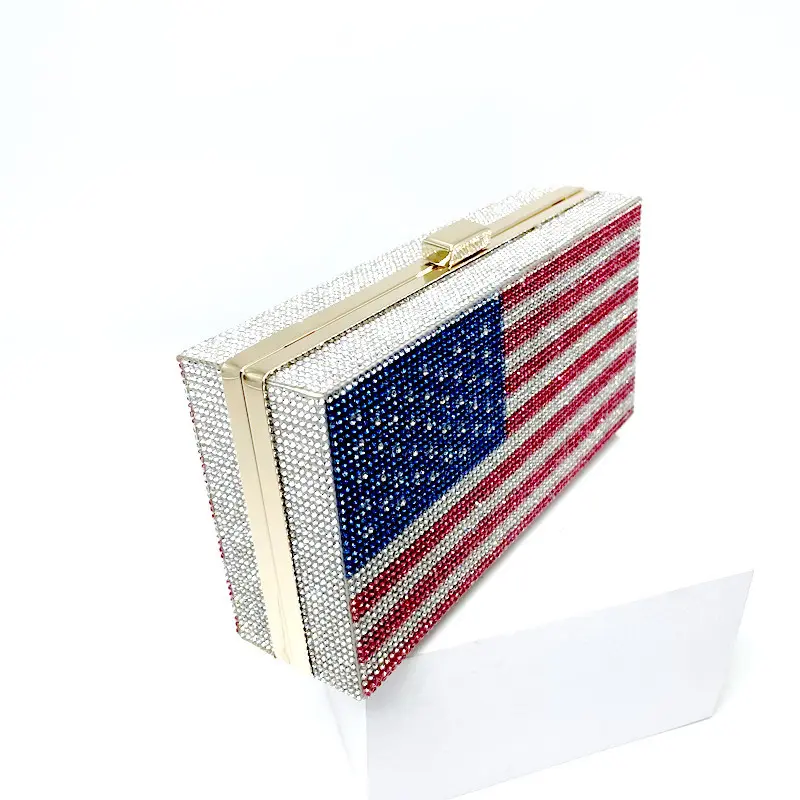 XIYUAN American Flag Bridal Wedding Party Gems Evening Bags Women Stones Clutch Purse Rhinestones Clutches Bags For Lady Purses