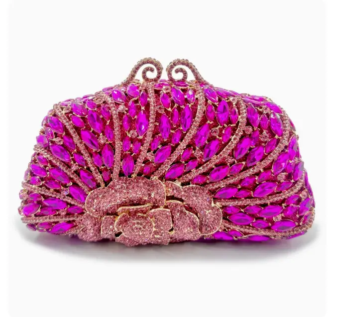 XIYUAN Lady Crystals Evening Clutch Bags Women Metal Clutches Minaudiere Handbags Bridal Wedding Party Handbag Lady Gems Purses