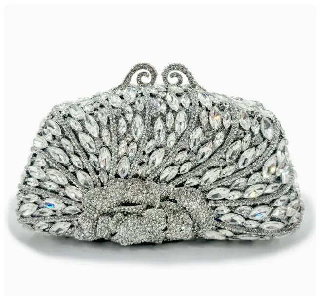 XIYUAN Lady Crystals Evening Clutch Bags Women Metal Clutches Minaudiere Handbags Bridal Wedding Party Handbag Lady Gems Purses
