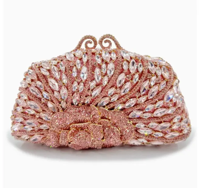 XIYUAN Lady Crystals Evening Clutch Bags Women Metal Clutches Minaudiere Handbags Bridal Wedding Party Handbag Lady Gems Purses