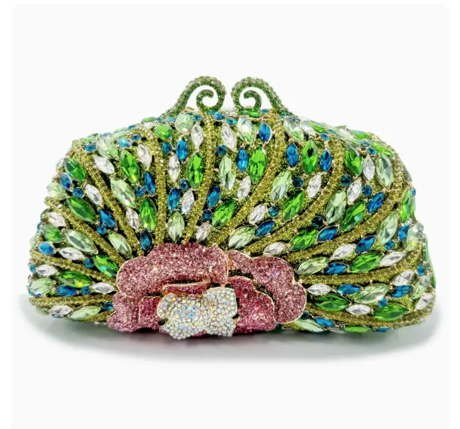 XIYUAN Lady Crystals Evening Clutch Bags Women Metal Clutches Minaudiere Handbags Bridal Wedding Party Handbag Lady Gems Purses