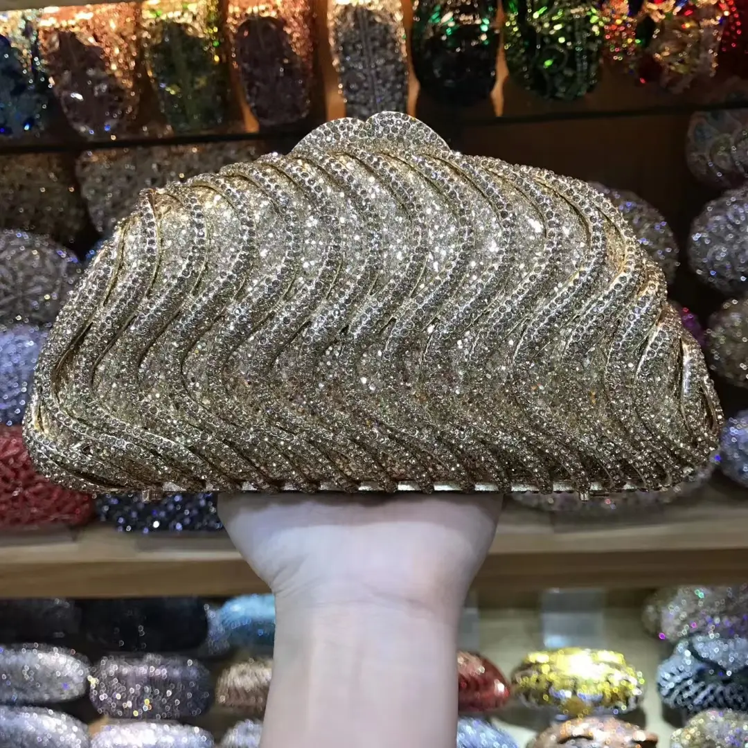 XIYUAN Diamond Clutch Purse 6 Colors Handbags Luxury Gold Crystal Rhinestone Evening Clutches Women Wedding Party Shoulder Bag