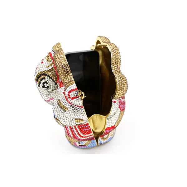 women 100% pure handmade gold Crystal Evening Bag new Clutch style Rhinestone Ladies Bag Shoulder Crossbody Bag Simple handbag