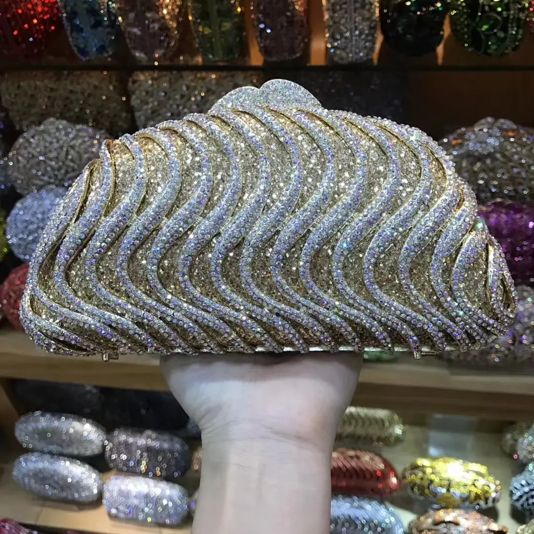 XIYUAN Diamond Clutch Purse 6 Colors Handbags Luxury Gold Crystal Rhinestone Evening Clutches Women Wedding Party Shoulder Bag