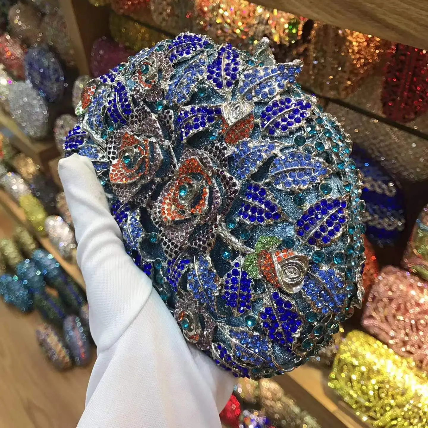 XIYUAN Rhinestones Wedding Bridal Gift Clutch Purse Bag 100% Handmade Diamond Women Party Clutches Bags Phone Small Handbags