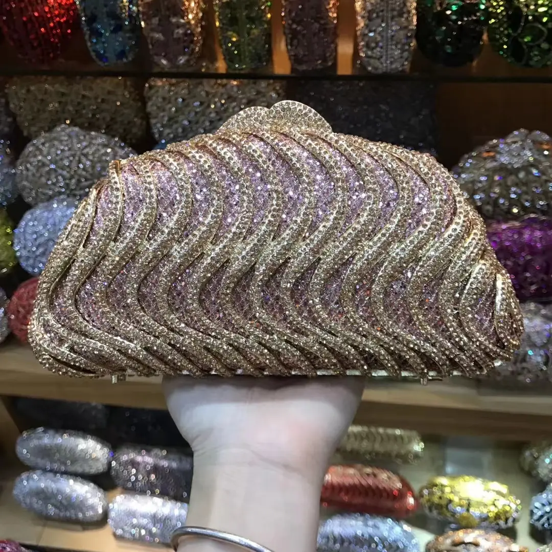 XIYUAN Diamond Clutch Purse 6 Colors Handbags Luxury Gold Crystal Rhinestone Evening Clutches Women Wedding Party Shoulder Bag
